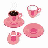 fully editable vector espresso cups and saucers