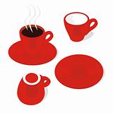 fully editable vector espresso cups and saucers