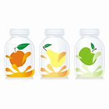 fully editable vector isolated fruit yogurt glass bottles