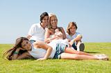 Happy family on grass