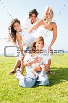 Happy family of five