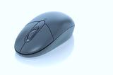 Black computer mouse on white with clipping path