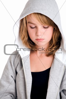 Thinking over my sins in hooded sweater