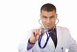 Medical doctor want to make examination with stethoscope