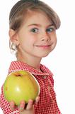 girl holding an apple