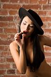 chinese girl with hat and cigar