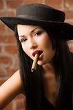 japanese girl smoking a cigar
