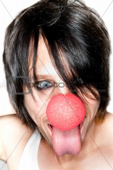 Fashion Model Clown Sticking Out Tongue