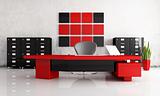 red and black modern office