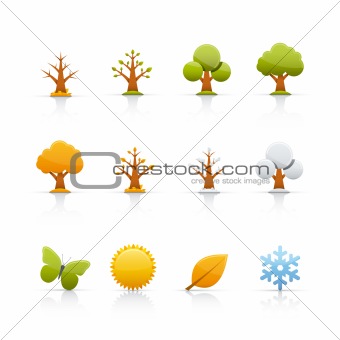 Icon Set - Tree Four Seasons