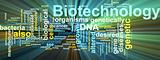Biotechnology word cloud glowing