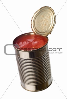Tin can with tomatoes