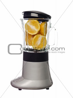 Blender with oranges
