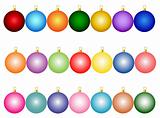 set of colorful christmas balls