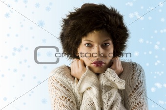 winter woman with fur hat