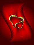 Abstract Red and Gold Hearts Valentines Background