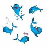 happy swimming fish vector illustration