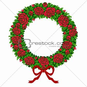 Vector red roses wreath