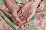 close-up of wrinkled hands of an old peasant woman from bohemia, czech republic