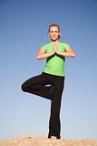 Yoga woman on one leg