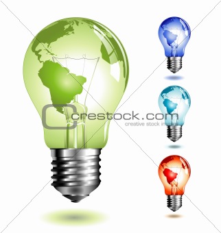 lightbulb with map