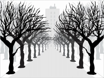 background with retro tree illustration