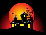 halloween background with dead tree