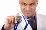 Medical doctor want to make examination with stethoscope