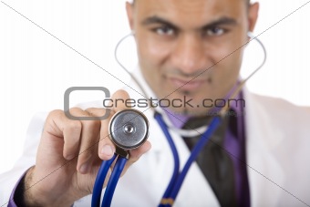 Medical doctor want to make examination with stethoscope