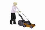 Man with lawn mower