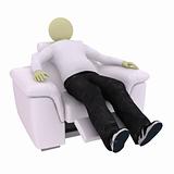 Man in soft armchair
