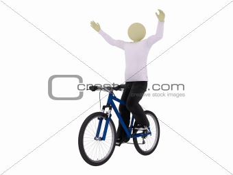Man ride bike with no handlebars