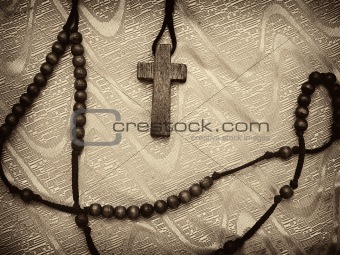 rosary sepia toned