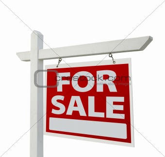 Home For Sale Real Estate Sign Isolated on a White Background.