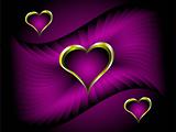 Purple and Gold Hearts Valentines Background