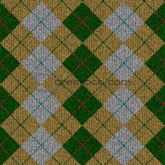  green, yellow, grey tartan knitwork pattern