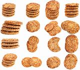 Collection cookies with a nut crumb. Isolated over white