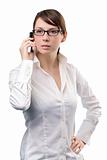 Young Business Woman holding Cell Phone