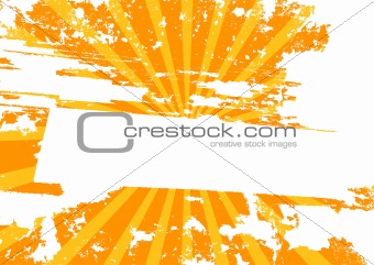 Yellow grunge background with rays (vector)