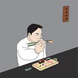 Man Eating Sushi