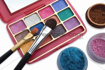 Cosmetic set on a white background