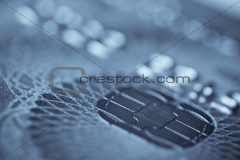 Chip of a plastic card. Macro shot