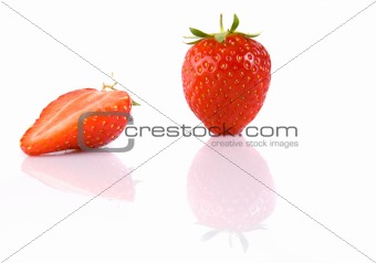Full and sliced strawberry