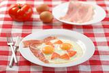 Fried eggs with bacon & ingredients