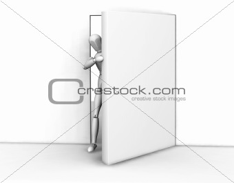 Person peeking round a door