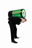 businessman with a battery