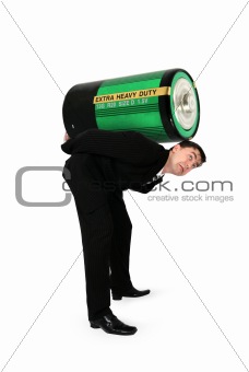 businessman with a battery