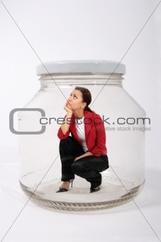 businesswoman in the jar
