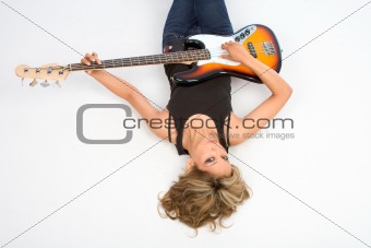 On the floor with guitar
