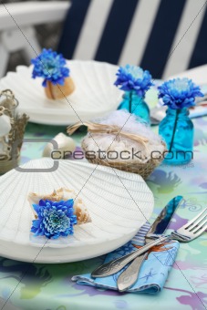Table setting in maritime style